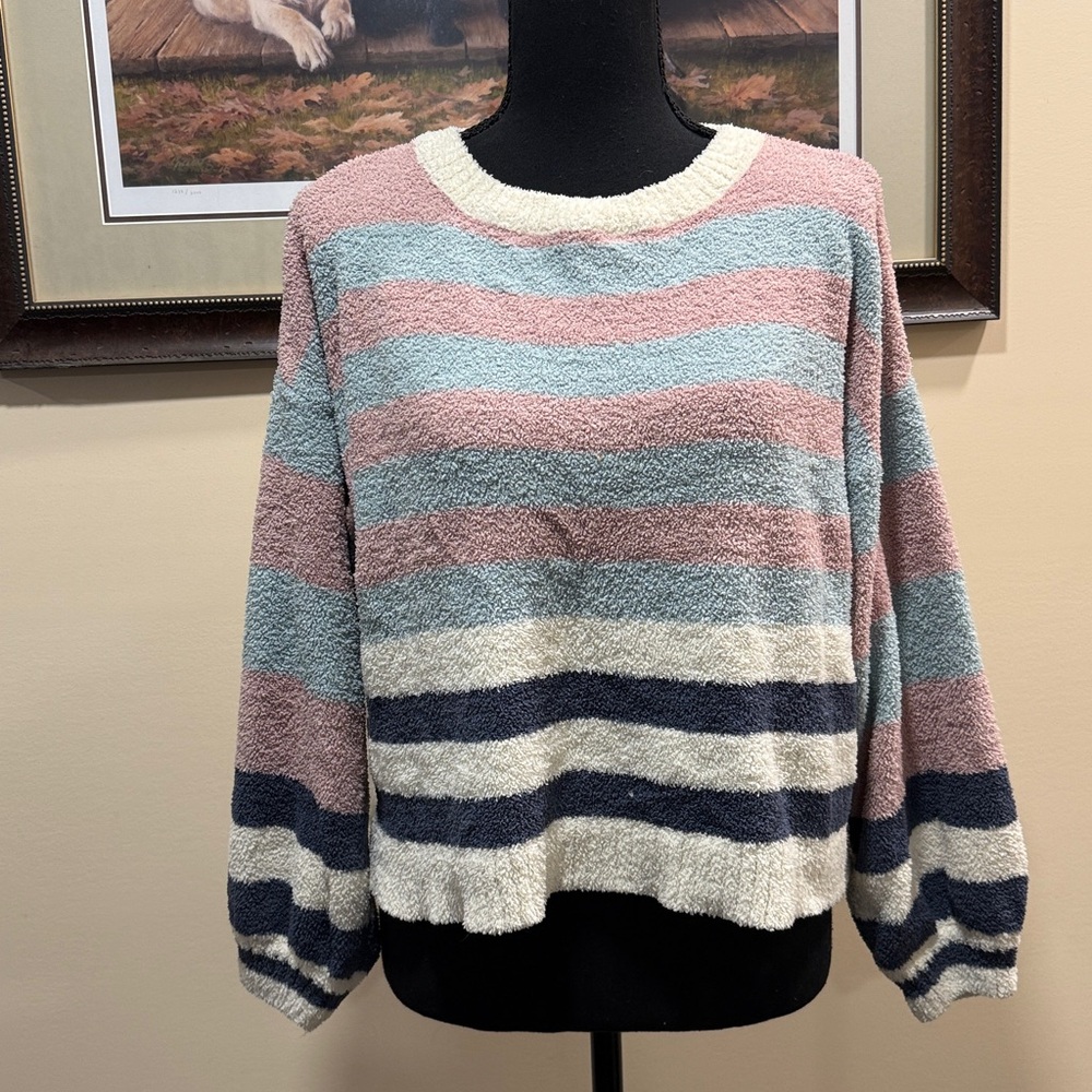 Altar’d State Striped Soft Fuzzy Sweater